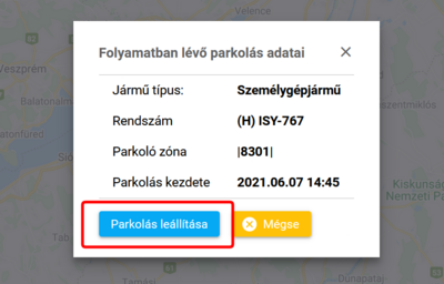 Parkolás leállítása