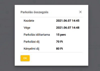 Parkolás adatai