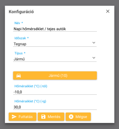 A lekérdezés beállítása