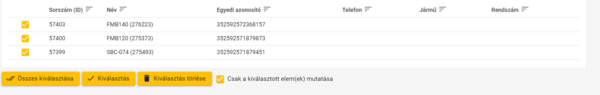 Csak a kiválasztott elemek mutatása