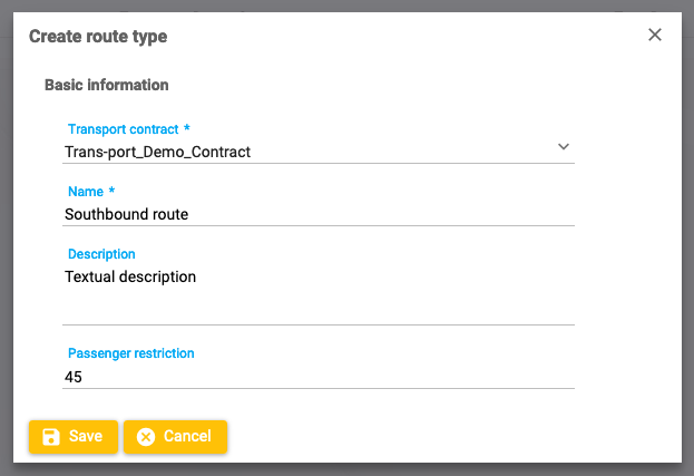 Create route type Create route type