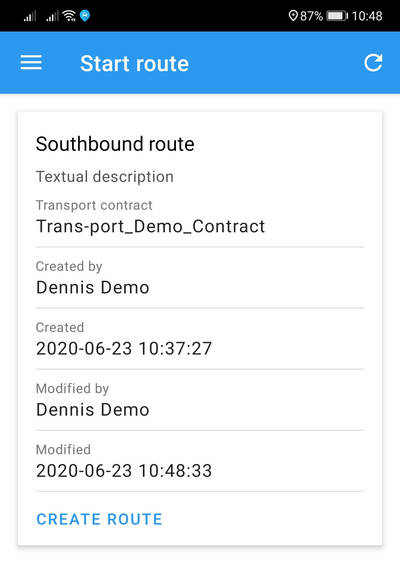 Start route