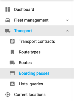 Transport menu Transport menu