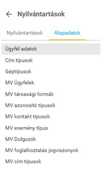 Nyilvántartások választó