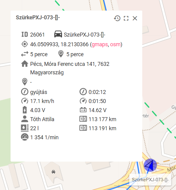 Context menu on the map Context menu on the map
