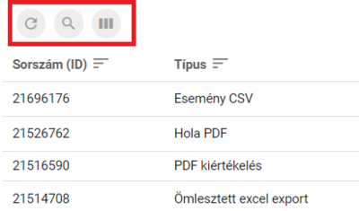 Kiértékelés műveleti gombok Kiértékelés műveleti gombok