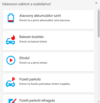 Szabálysablon kiválasztása