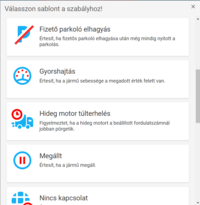 Szabálysablon kiválasztása