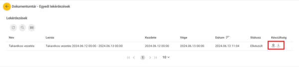 Lekérdezés megjelenítése, letöltése