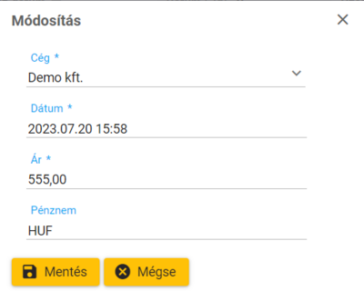 Módosítás