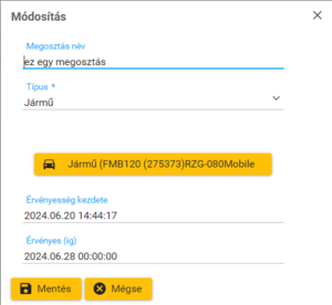 Megosztás paraméterei Megosztás paraméterei