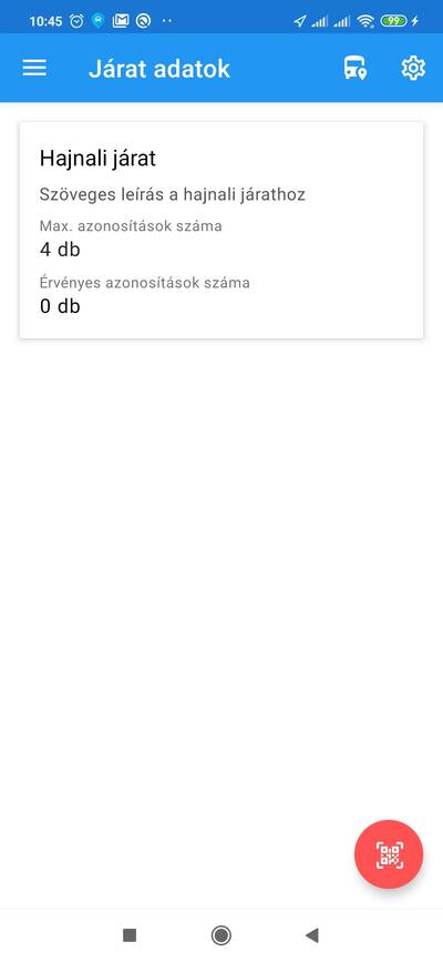 Járat adatok felülete Járat adatok felülete